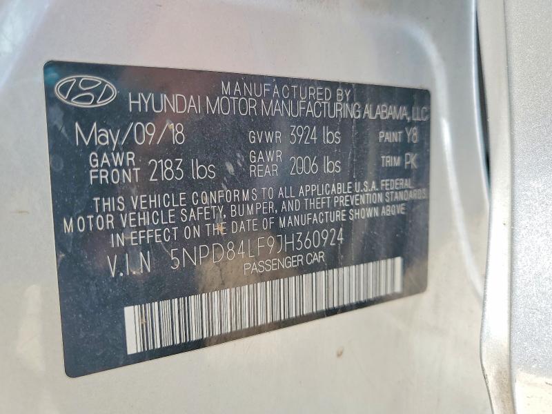 Aukcja sprzedaży 2018 Hyundai Elantra, vin: 5NPD84LF9JH360924, numer aukcji: 54795726