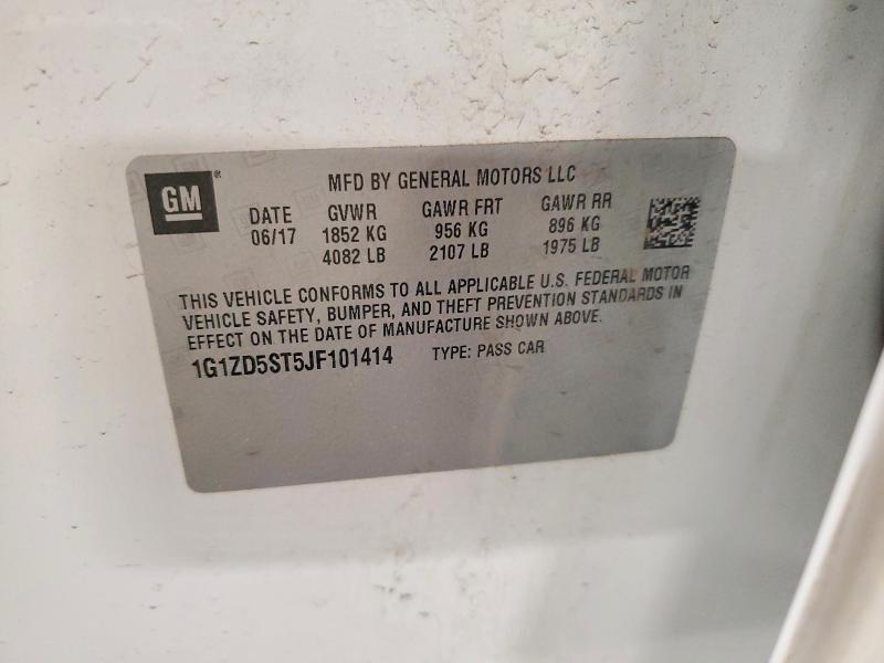 54046046 :رقم المزاد ، 1G1ZD5ST5JF101414 vin ، 2018 Chevrolet Malibu مزاد بيع