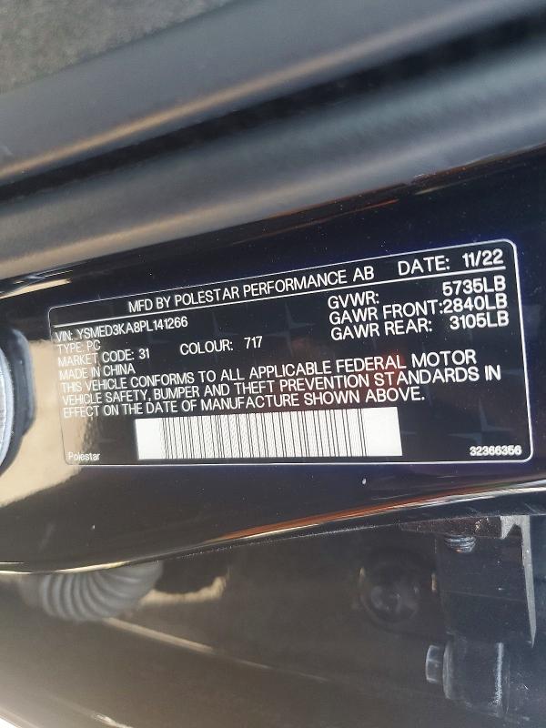Продаж на аукціоні авто 2023 Polestar 2, vin: YSMED3KA8PL141266, номер лоту: 53646956