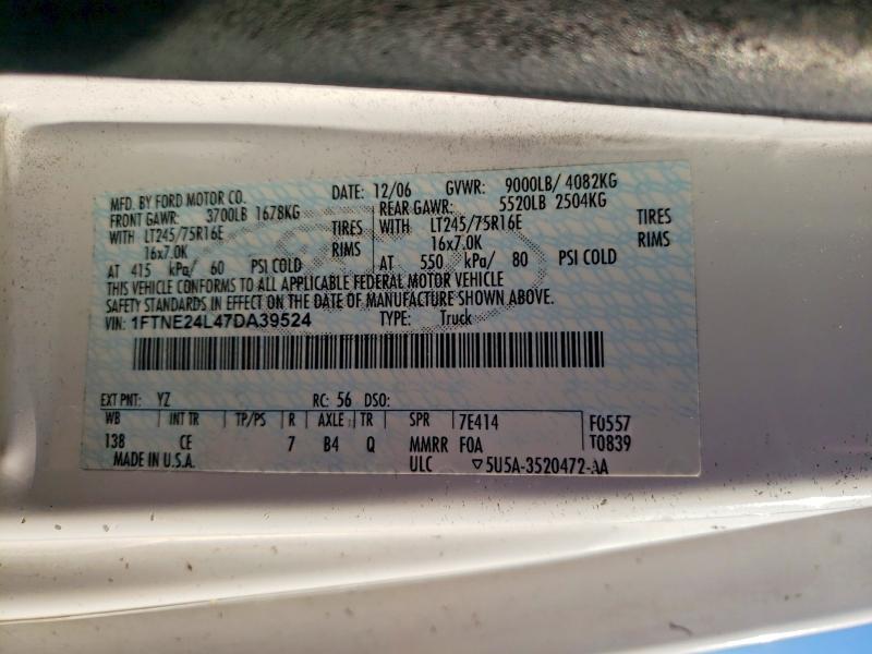 Auction sale of the 2007 Ford Econoline, vin: 1FTNE24L47DA39524, lot number: 53349206