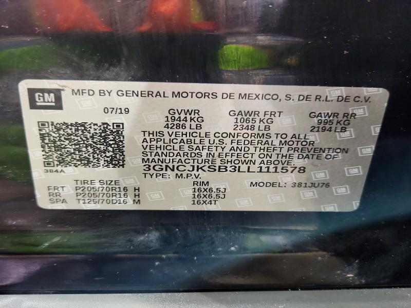 Aukcja sprzedaży 2020 Chevrolet Trax, vin: 3GNCJKSB3LL111578, numer aukcji: 50477266