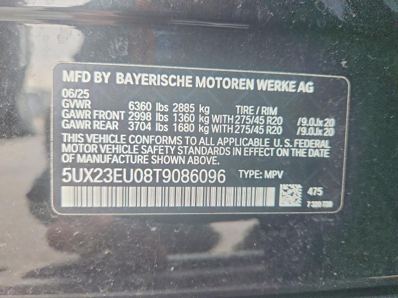 52923836 :رقم المزاد ، 5UX23EU08T9086096 vin ، 2026 Bmw X5 مزاد بيع