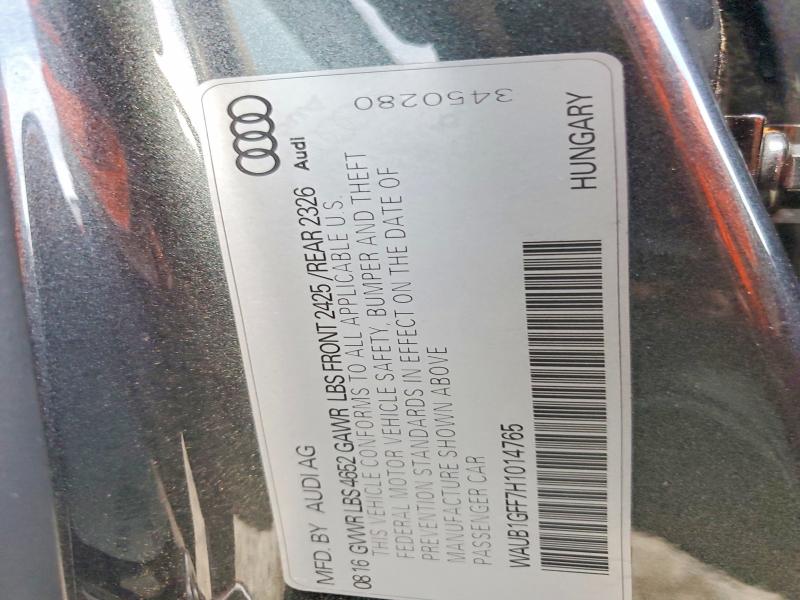Продаж на аукціоні авто 2017 Audi S3, vin: WAUB1GFF7H1014765, номер лоту: 54115726