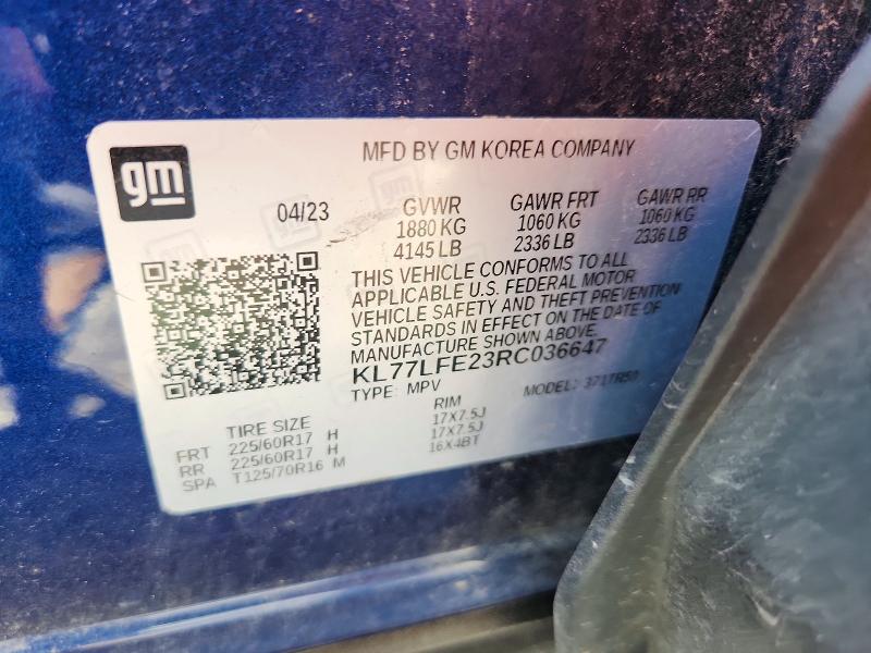 2024 Chevrolet Trax მანქანა იყიდება აუქციონზე, vin: KL77LFE23RC036647, აუქციონის ნომერი: 52398786