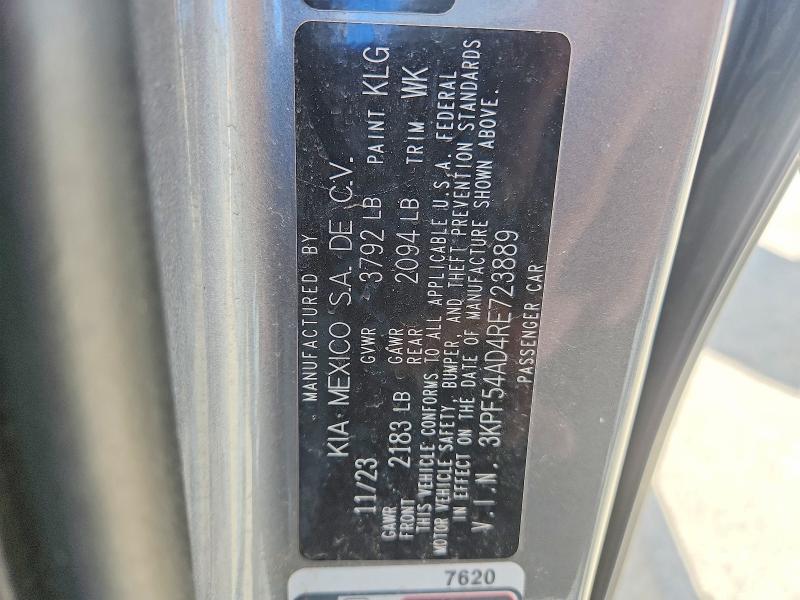 2024 Kia Forte მანქანა იყიდება აუქციონზე, vin: 3KPF54AD4RE723889, აუქციონის ნომერი: 52938616