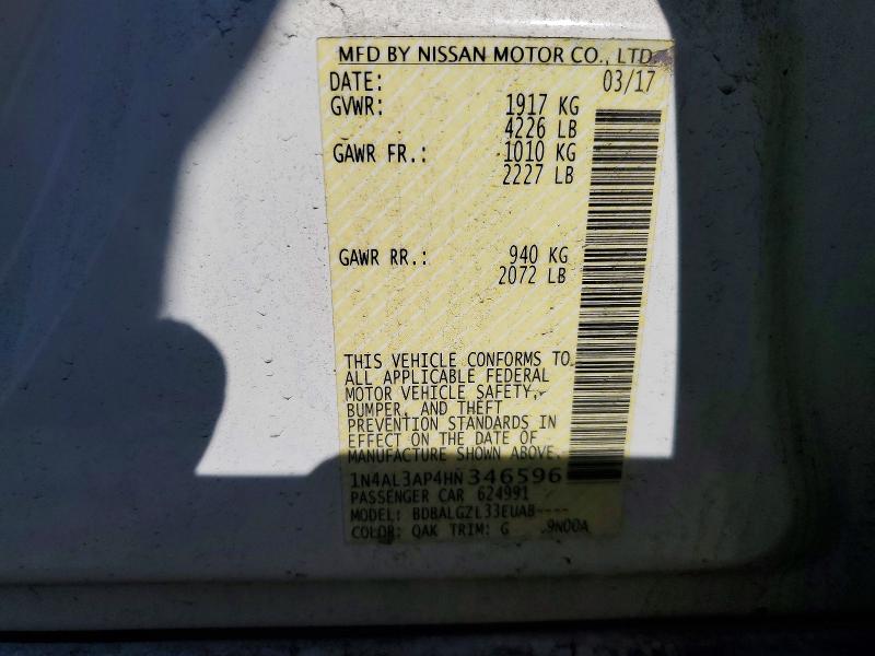 51337016 :رقم المزاد ، 1N4AL3AP4HN346596 vin ، 2017 Nissan Altima مزاد بيع