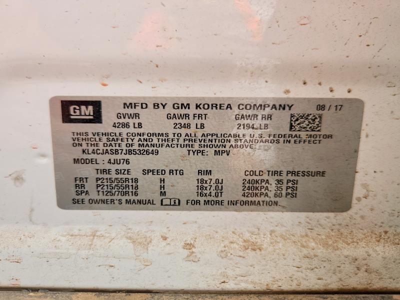 Продажа на аукционе авто 2018 Buick Encore, vin: KL4CJASB7JB532649, номер лота: 53656376