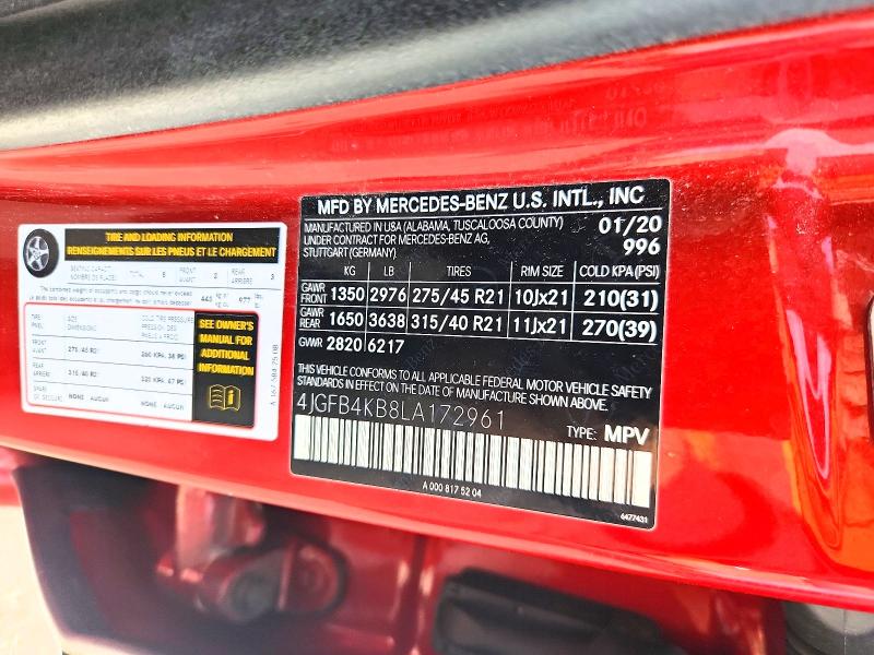 Aukcja sprzedaży 2020 Mercedes-benz Gle, vin: 4JGFB4KB8LA172961, numer aukcji: 53925816