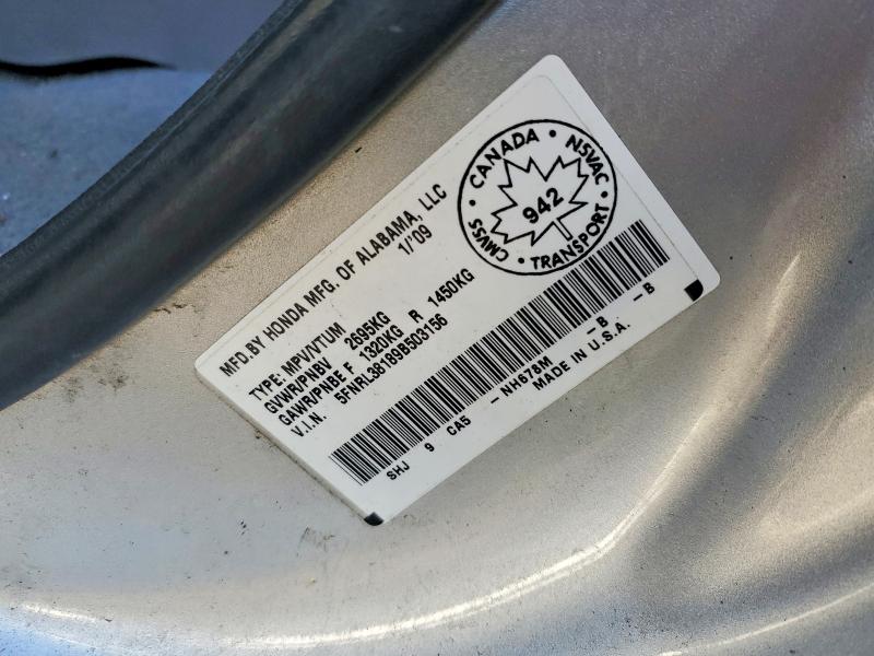51764096 :رقم المزاد ، 5FNRL38189B503156 vin ، 2009 Honda Odyssey مزاد بيع