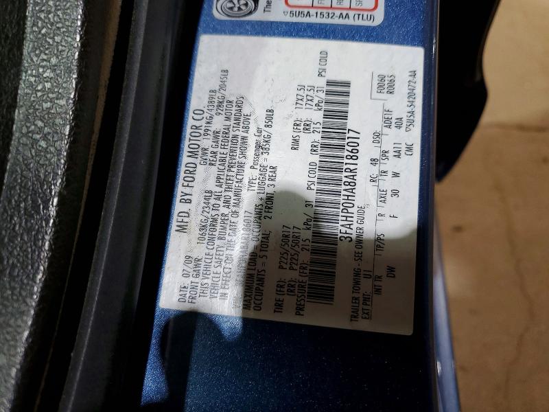 Aukcja sprzedaży 2010 Ford Fusion, vin: 3FAHP0HA8AR186017, numer aukcji: 53621036
