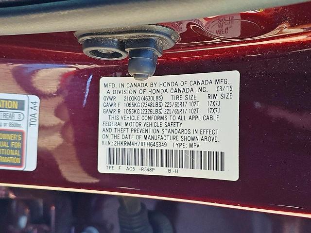55119736 :رقم المزاد ، 2HKRM4H7XFH645349 vin ، 2015 Honda Cr-v مزاد بيع