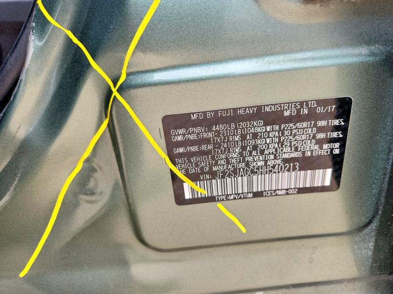 2017 Subaru Forester მანქანა იყიდება აუქციონზე, vin: JF2SJAGC5HH540213, აუქციონის ნომერი: 52224376