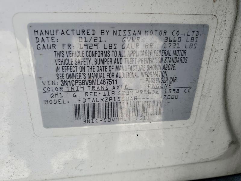 Aukcja sprzedaży 2021 Nissan Kicks, vin: 3N1CP5BV9ML467511, numer aukcji: 54130286