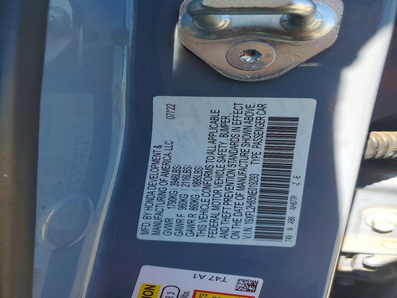 Продажа на аукционе авто 2022 Honda Civic, vin: 19XFL2H85NE019293, номер лота: 54147746