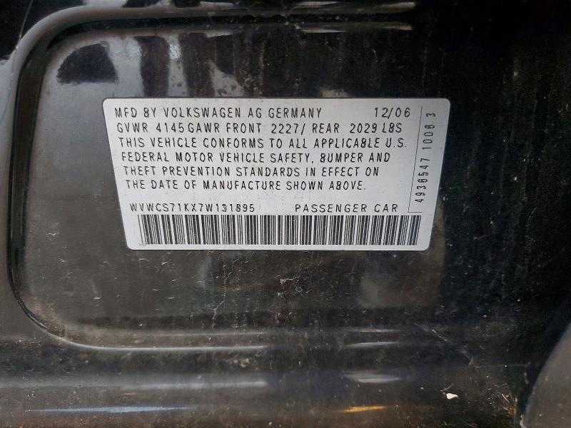 Продажа на аукционе авто 2007 Volkswagen Rabbit, vin: WVWCS71KX7W131895, номер лота: 54318226