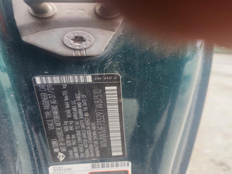 55057856 :رقم المزاد ، WMWMF73529TW87510 vin ، 2009 Mini Cooper مزاد بيع