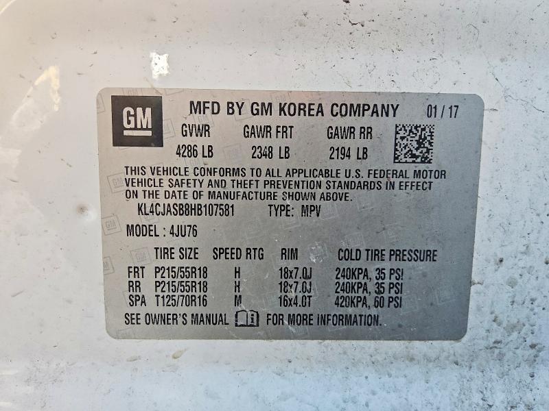 Продажа на аукционе авто 2017 Buick Encore, vin: KL4CJASB8HB107581, номер лота: 54773046