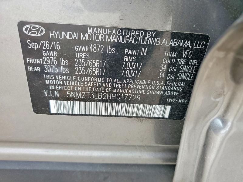 Продажа на аукционе авто 2017 Hyundai Santa Fe Sport, vin: 5NMZT3LB2HH017729, номер лота: 55106466