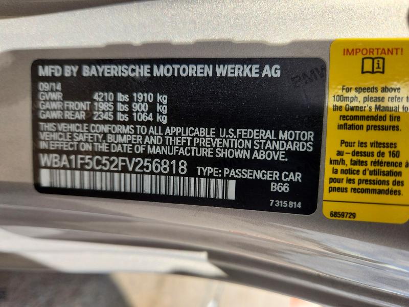 54701976 :رقم المزاد ، WBA1F5C52FV256818 vin ، 2015 Bmw 228 مزاد بيع