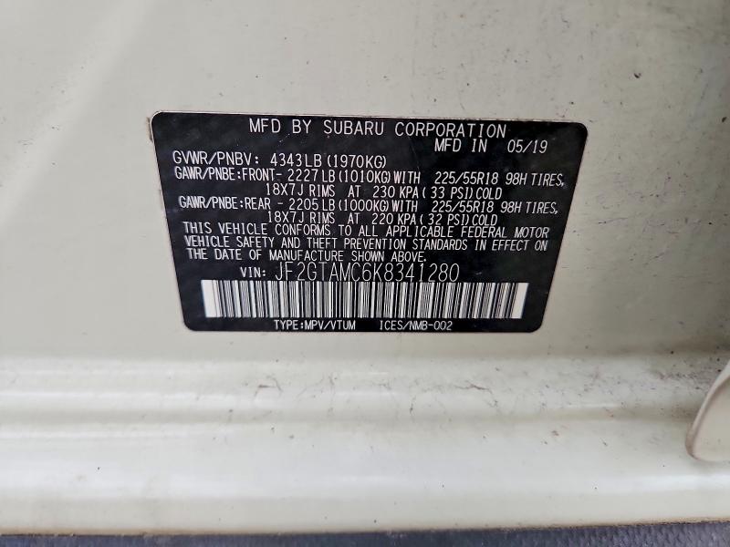 Aukcja sprzedaży 2019 Subaru Crosstrek, vin: JF2GTAMC6K8341280, numer aukcji: 53848136