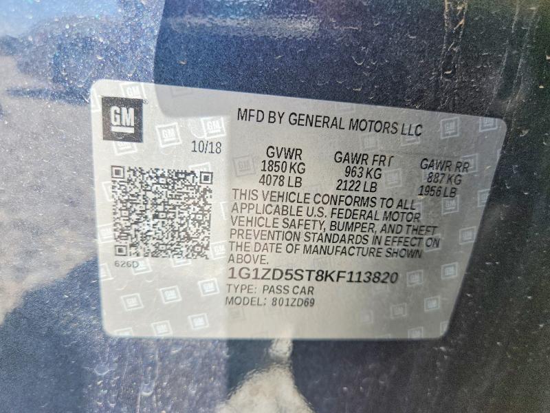 2019 Chevrolet Malibu მანქანა იყიდება აუქციონზე, vin: 1G1ZD5ST8KF113820, აუქციონის ნომერი: 53584736