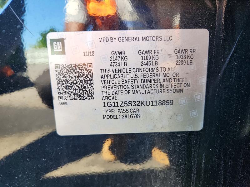54544546 :رقم المزاد ، 1G11Z5S32KU118859 vin ، 2019 Chevrolet Impala مزاد بيع