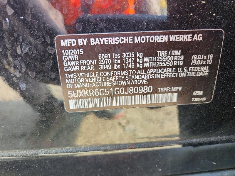 54562086 :رقم المزاد ، 5UXKR6C51G0J80980 vin ، 2016 Bmw X5 مزاد بيع