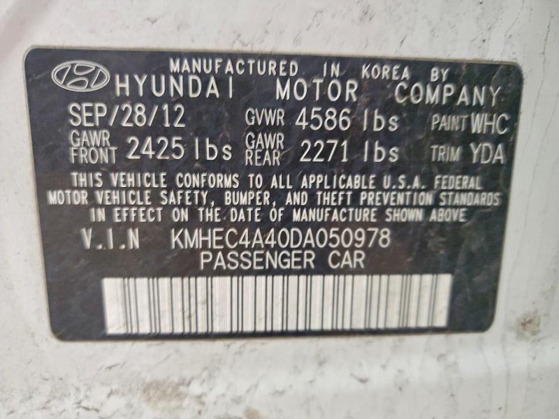 Продаж на аукціоні авто 2013 Hyundai Sonata, vin: KMHEC4A40DA050978, номер лоту: 52411376