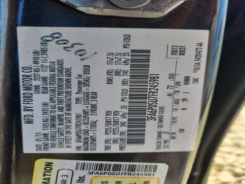Продаж на аукціоні авто 2015 Ford Fusion Hybrid, vin: 3FA6P0SU7FR245981, номер лоту: 52736006