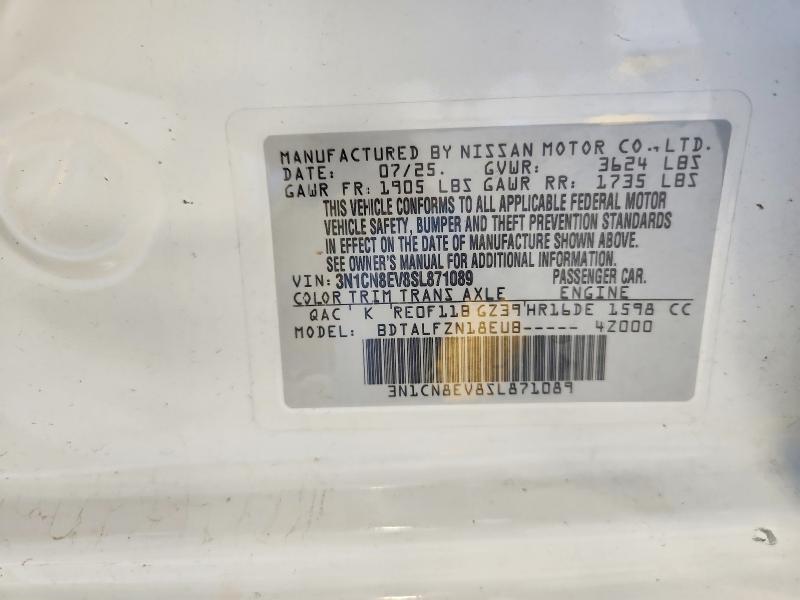 Aukcja sprzedaży 2025 Nissan Versa, vin: 3N1CN8EV8SL871089, numer aukcji: 55415556