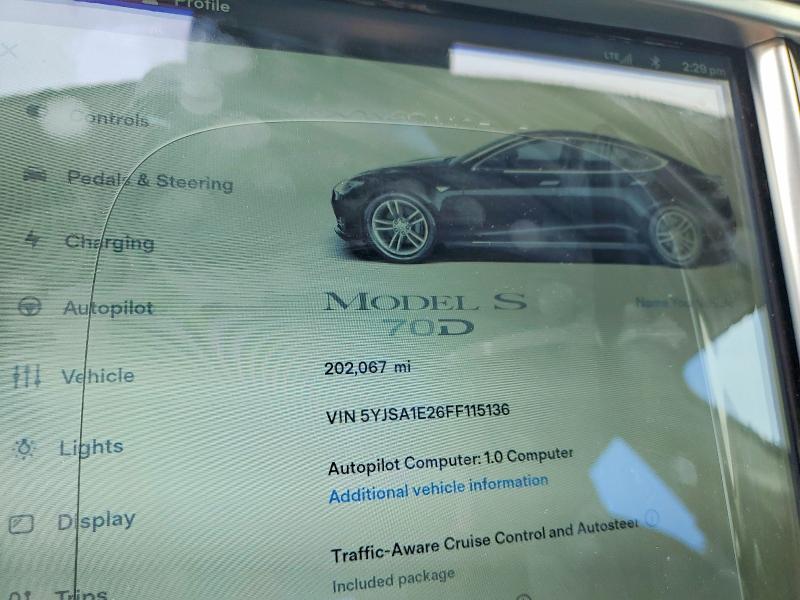 Продаж на аукціоні авто 2015 Tesla Model S, vin: 5YJSA1E26FF115136, номер лоту: 54394616