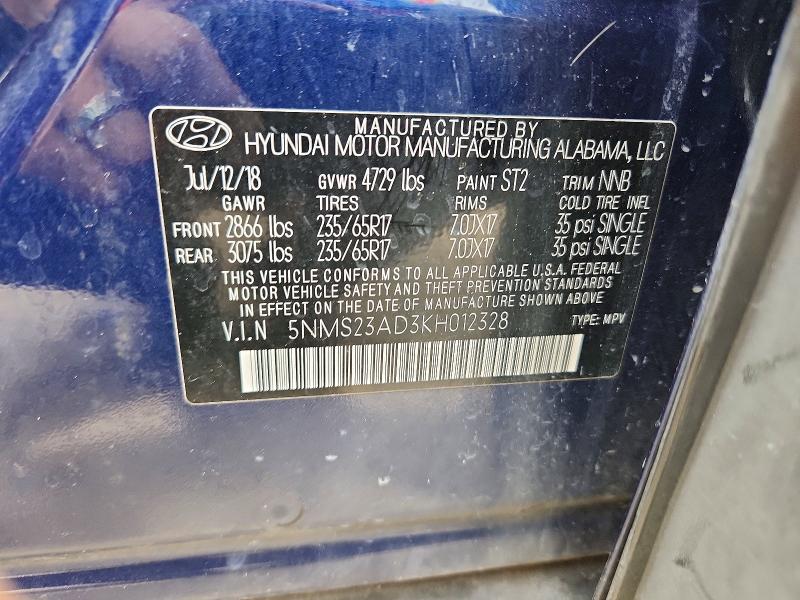 Aukcja sprzedaży 2019 Hyundai Santa Fe, vin: 5NMS23AD3KH012328, numer aukcji: 55332816