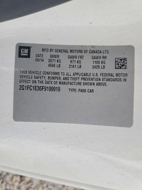 Auction sale of the 2015 Chevrolet Camaro, vin: 2G1FC1E36F9109919, lot number: 52726856
