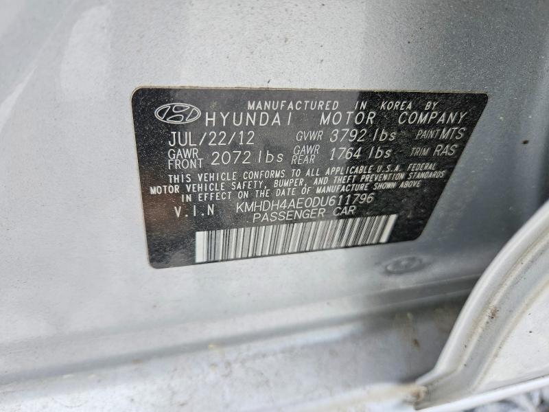 2013 Hyundai Elantra მანქანა იყიდება აუქციონზე, vin: KMHDH4AE0DU611796, აუქციონის ნომერი: 53408226