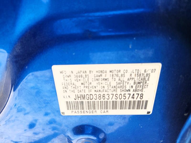 Продажа на аукционе авто 2007 Honda Fit, vin: JHMGD38637S057478, номер лота: 55083376