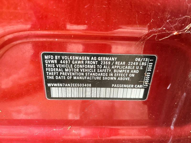 Aukcja sprzedaży 2014 Volkswagen Cc, vin: WVWRN7AN2EE503406, numer aukcji: 51752446