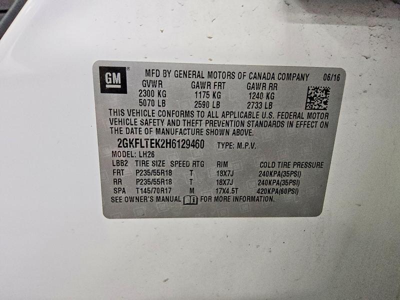 Aukcja sprzedaży 2017 Gmc Terrain, vin: 2GKFLTEK2H6129460, numer aukcji: 51462206