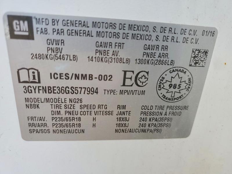 Продажа на аукционе авто 2016 Cadillac Srx, vin: 3GYFNBE36GS577994, номер лота: 54483026