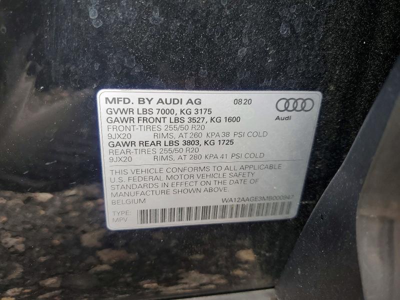 Продаж на аукціоні авто 2021 Audi E-tron, vin: WA12AAGE3MB000947, номер лоту: 52364026