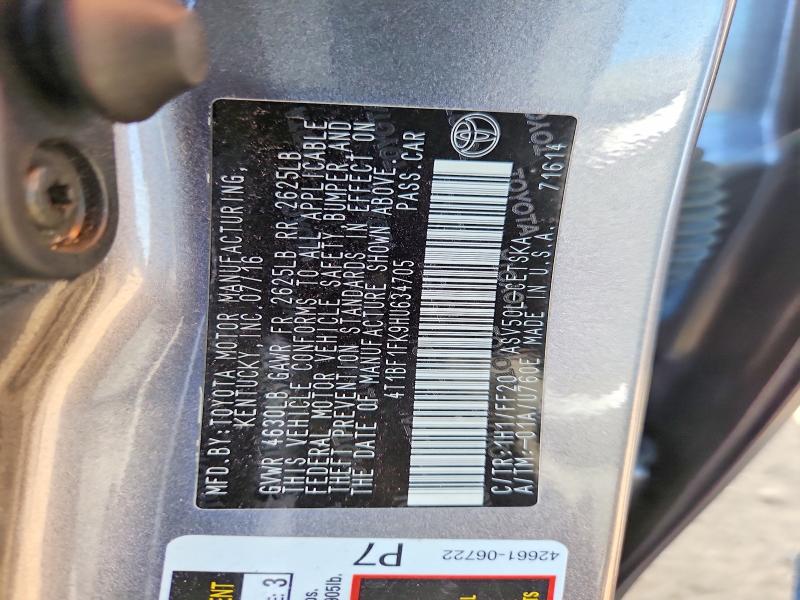 Aukcja sprzedaży 2017 Toyota Camry, vin: 4T1BF1FK9HU634705, numer aukcji: 53919956