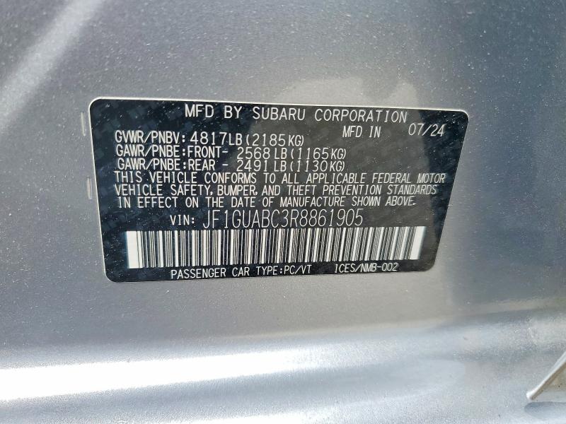 54294516 :رقم المزاد ، JF1GUABC3R8861905 vin ، 2024 Subaru Impreza مزاد بيع