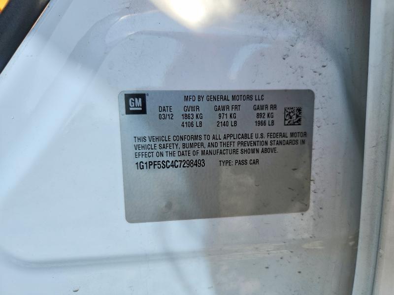 2012 Chevrolet Cruze მანქანა იყიდება აუქციონზე, vin: 1G1PF5SC4C7298493, აუქციონის ნომერი: 51982766