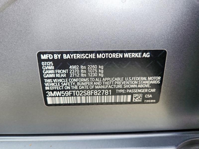 55677776 :رقم المزاد ، 3MW59FT02S8F82781 vin ، 2025 Bmw M340i مزاد بيع