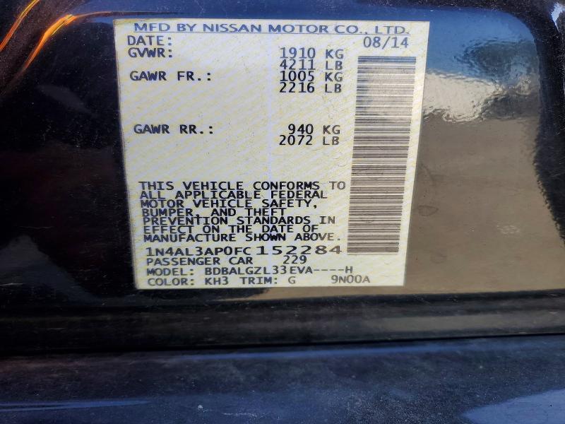 Aukcja sprzedaży 2015 Nissan Altima, vin: 1N4AL3AP0FC152284, numer aukcji: 53582576