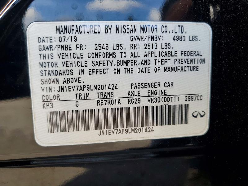 Aukcja sprzedaży 2020 Infiniti Q50, vin: JN1EV7AP9LM201424, numer aukcji: 54496746