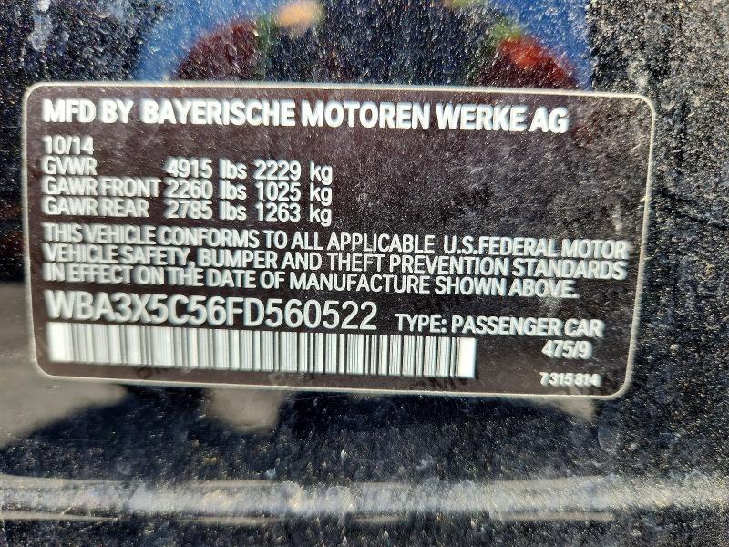 51659726 :رقم المزاد ، WBA3X5C56FD560522 vin ، 2015 Bmw 328 مزاد بيع