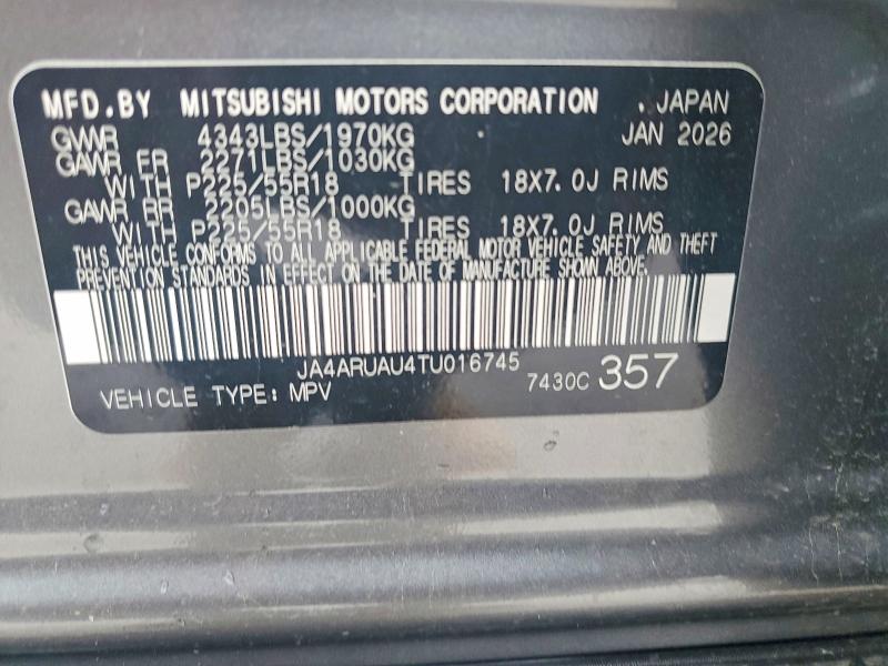 Продажа на аукционе авто 2026 Mitsubishi Outlander Max, vin: JA4ARUAU4TU016745, номер лота: 52836426
