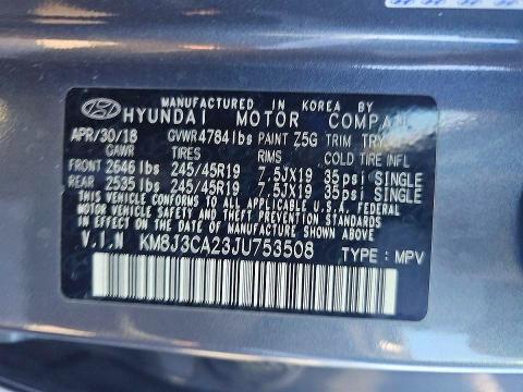 Продажа на аукционе авто 2018 Hyundai Tucson, vin: KM8J3CA23JU753508, номер лота: 54906326