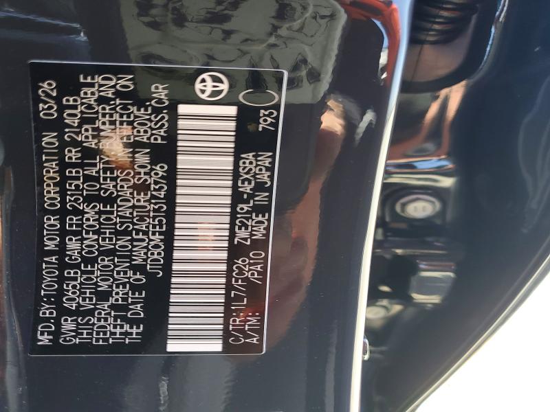 54169666 :رقم المزاد ، JTDBCMFE5T3143796 vin ، 2026 Toyota Corolla Hybrid مزاد بيع