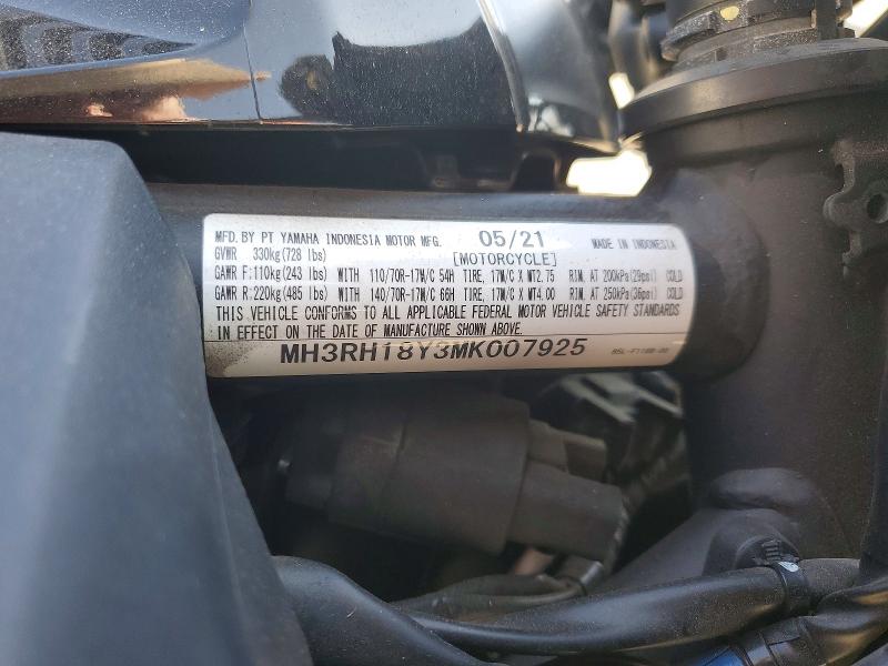 Aukcja sprzedaży 2021 Yamaha Yzfr3, vin: MH3RH18Y3MK007925, numer aukcji: 53831046